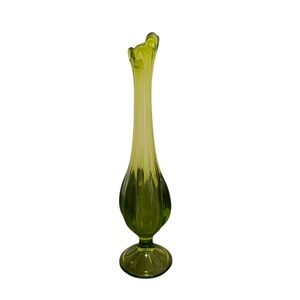 Vintage Viking‎ Six Petal Swung Bud Vase Green MCM 9.5"